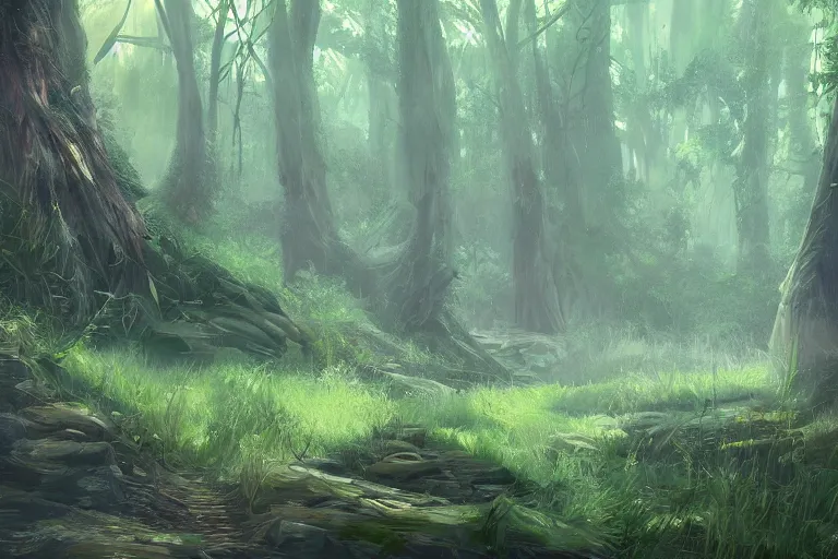 Image similar to lush forest, concept art trending on artstation,