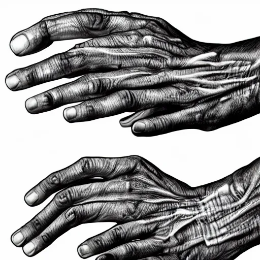 Image similar to Hands anatomy tonemapped in the style of Artstation