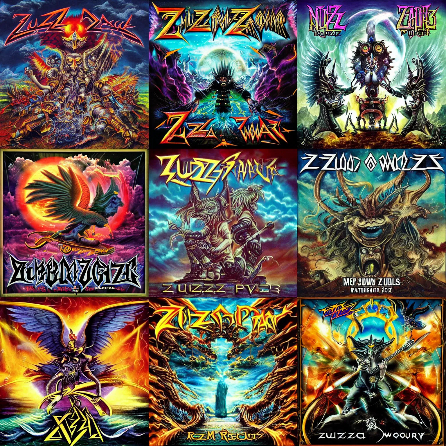 Prompt: the coolest most radical zuzzy zazz power metal album art to ever be created and witnessed by mere mortals