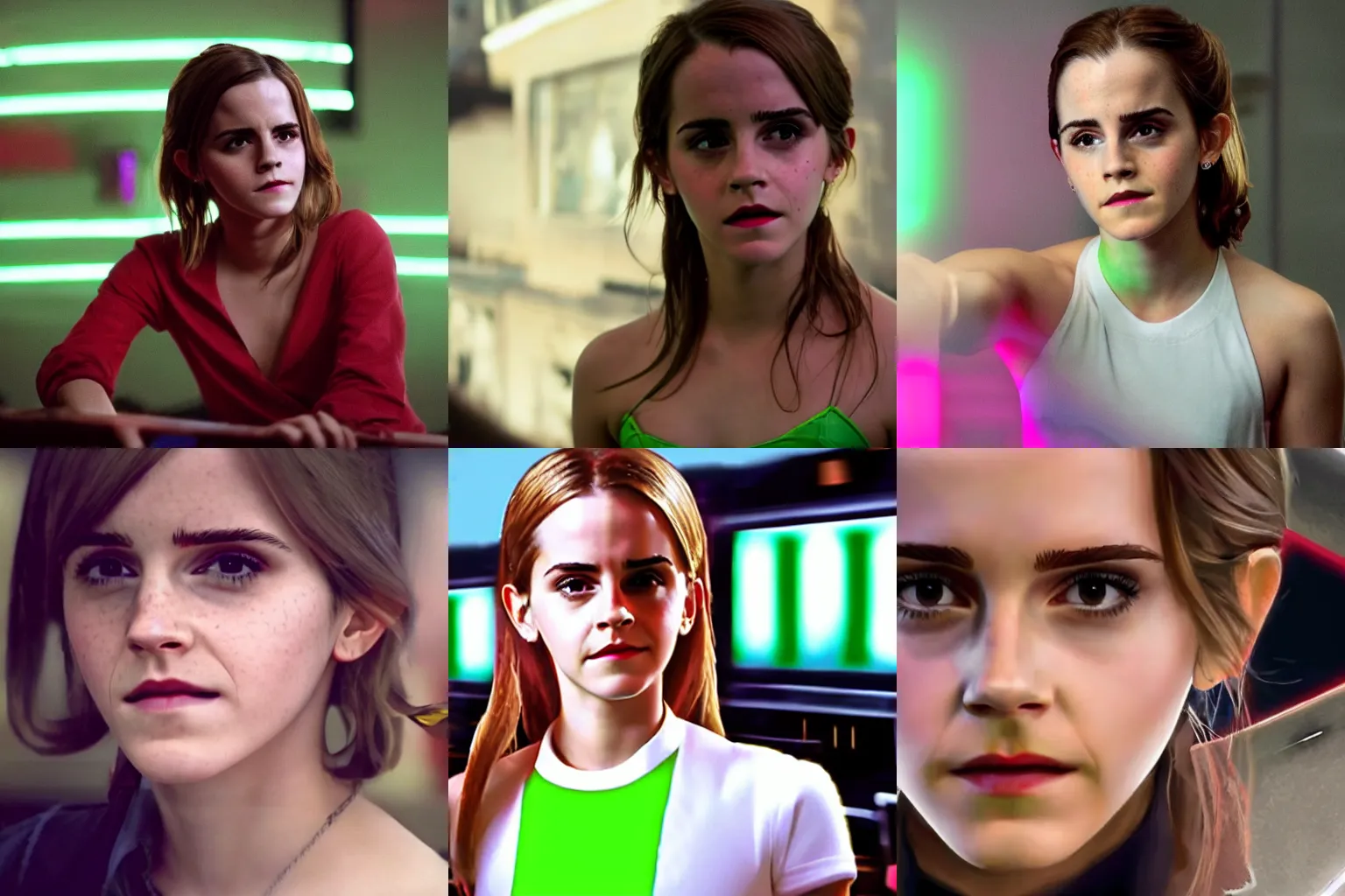 Prompt: Still of Emma Watson playing Red Light Green Light in Squid Game