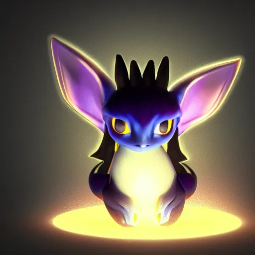 Image similar to fusion of espeon and umbreon, high octane render 3d, beautiful lighting, gentle