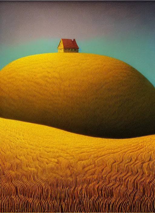 Prompt: hyper detailed 3d render like a Oil painting - the golden wheat field by Jacek Yerka, Mariusz Lewandowski, Houdini algorithmic generative render, Abstract brush strokes, Masterpiece, Edward Hopper and James Gilleard, Zdzislaw Beksinski, Mark Ryden, Wolfgang Lettl, hints of Yayoi Kasuma, octane render, 8k
