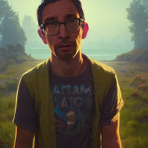 Image similar to highly detailed portrait milhouse, in gta v, stephen bliss, unreal engine, fantasy art by greg rutkowski, loish, rhads, ferdinand knab, makoto shinkai and lois van baarle, ilya kuvshinov, rossdraws, tom bagshaw, global illumination, radiant light, detailed and intricate environment