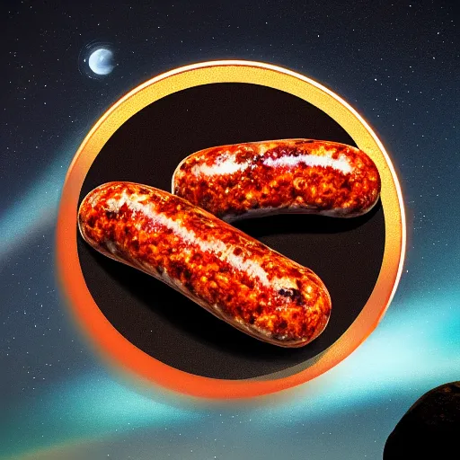 Prompt: CHORIZO sausage, cross section, night sky, 8k, photograph, photorealistic