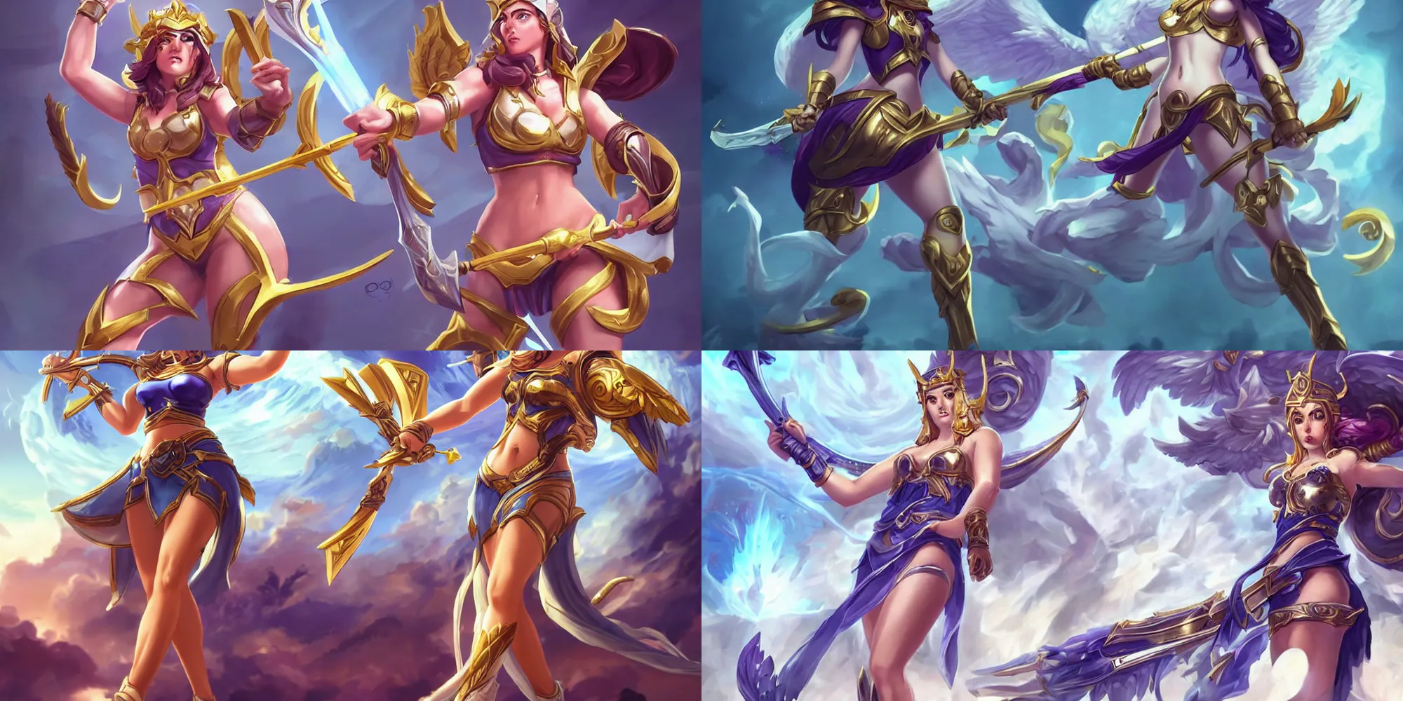 Prompt: Greek Goddess Athena, League of Legends Splash Art, Trending on Artstation, Bow and Arrow, Owl