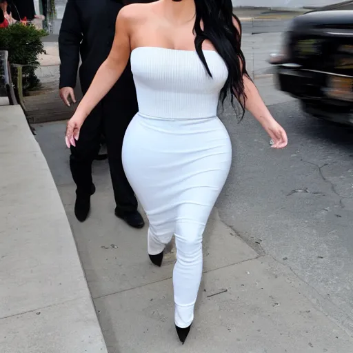 Image similar to Kim Kardashian with six arms and six legs,
