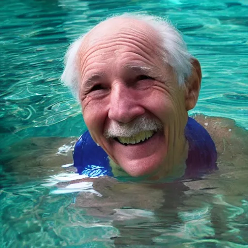 Image similar to a smiling old man hidden under water