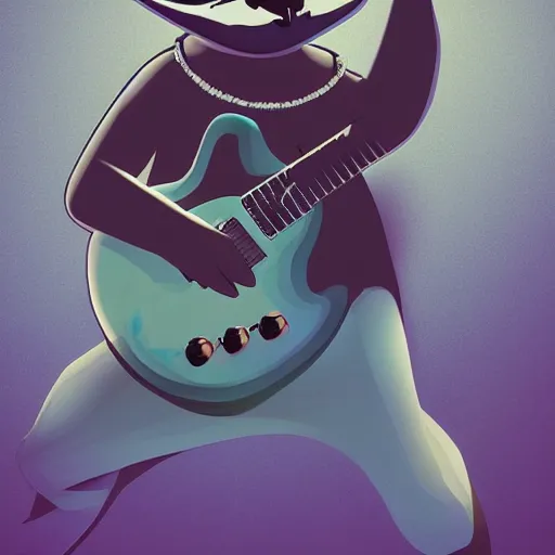 Image similar to a raccoon playing electric guitar, artstation, digital art