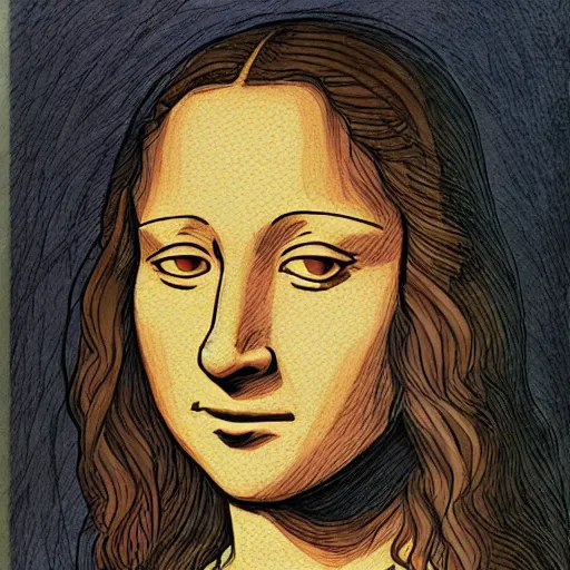 Image similar to mona lisa by naoki urasawa, detailed, manga, illustration
