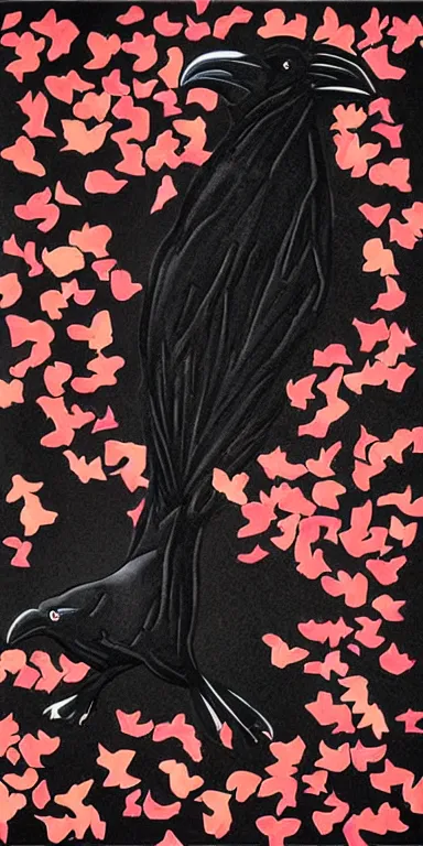 flock of ravens made of black! rose petals!!,, Stable Diffusion