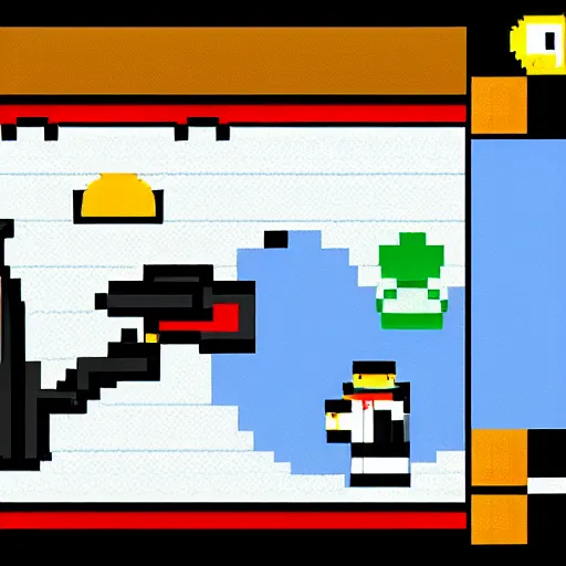 Prompt: penguin soviet commander, pixel art, retro, point and click adventure video game