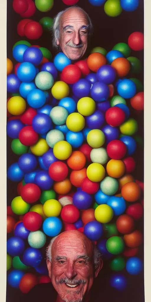 Image similar to award winning photo of albert hoffman playing with BALLS, vivid colors, happy, symmetrical face, beautiful eyes, studio lighting, wide shot art by Sally Mann & Arnold Newman