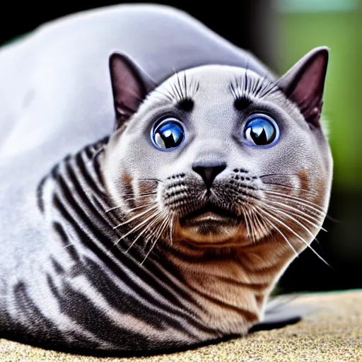 Image similar to a cat - seal - hybrid, animal photography