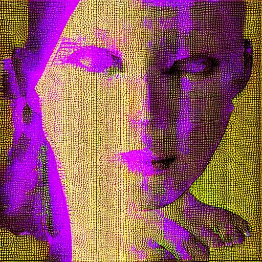 Prompt: video processing vhs glitch art in the silhouette of a woman, ethereal glow,
