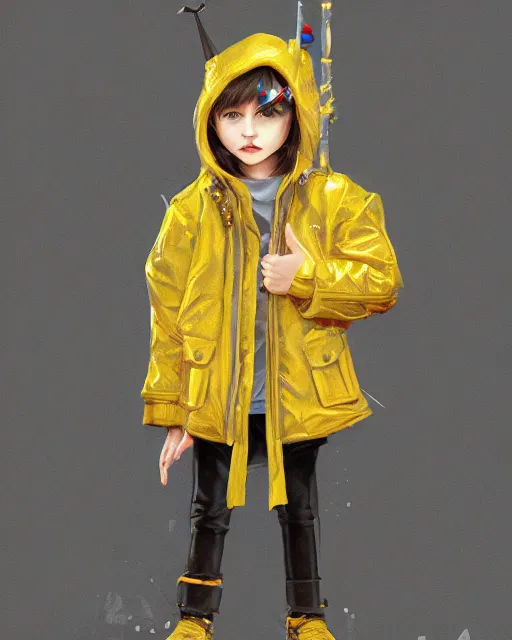Prompt: a tiny punk kid wearing a puffy yellow jacket and a wizard wand, smooth, intricate, elegant, digital painting, artstation, concept art, sharp focus, octane render, illustration, art by ayami kojima, valorant character,