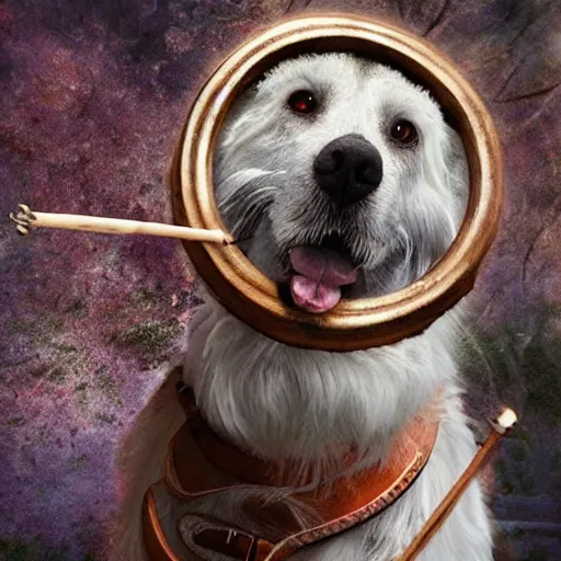 Image similar to a realistic wizard dog casting spell image