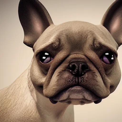 Image similar to french bulldog, anime, disney, pixar, 8 k, hd, dof, kodak film, volumetric lighting, subsurface scattering, photorealistic, octane render, details