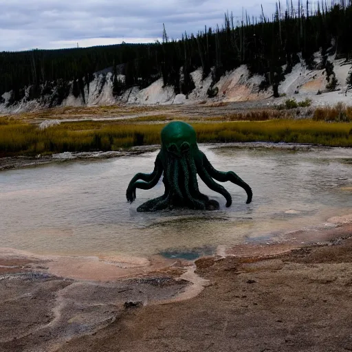 Image similar to Cthulhu emerging from yellowstone