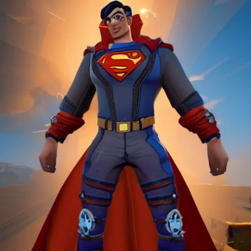 Image similar to steampunk superman in fortnite game