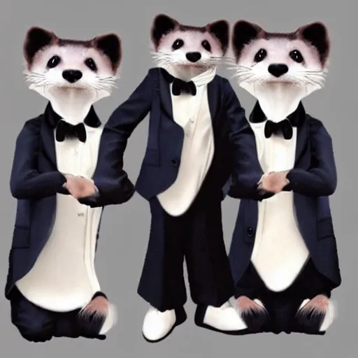 Image similar to furry ferret, anime style, formal suit