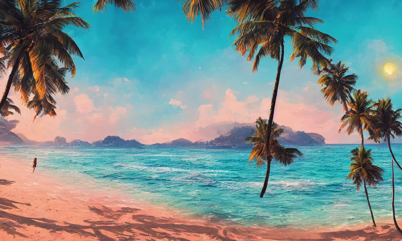 Image similar to paradise beach by alena aenami artworks in 4 k