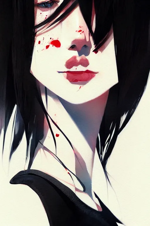 Prompt: a ultradetailed beautiful painting of a stylish woman with a white tank top, she has short black hair with bangs, by conrad roset, greg rutkowski and makoto shinkai trending on artstation