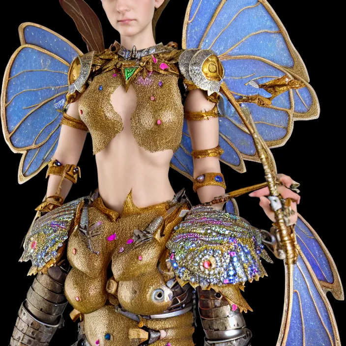 Image similar to photograph of a real - life beautiful fairy with bejewelled armour. extremely detailed. 8 k