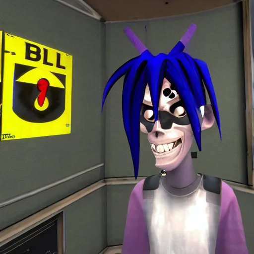 Prompt: 2-D from gorillaz in the half life universe