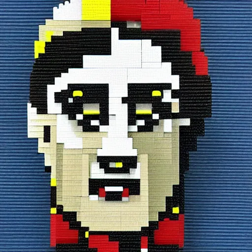 Prompt: portrait of picasso made from lego blocks