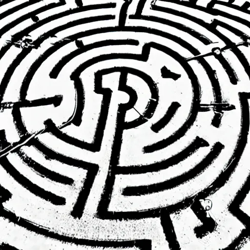 Image similar to Draw a complex labyrinth with a complete path from entry to exit