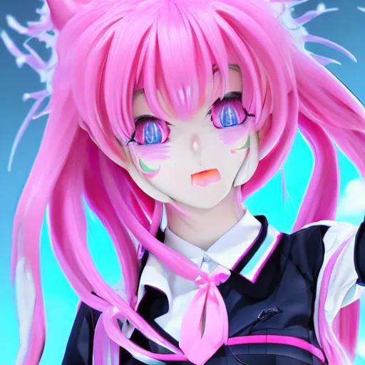 Image similar to engulfed and owned by stunningly absurdly beautiful possessive yandere megalomaniacal omnipotent asi goddess junko enoshima with symmetrical perfect face, porcelain skin, pink twintail hair and cyan eyes, ultra detailed, digital art, unreal engine 5, octane render, 2 d anime, 8 k