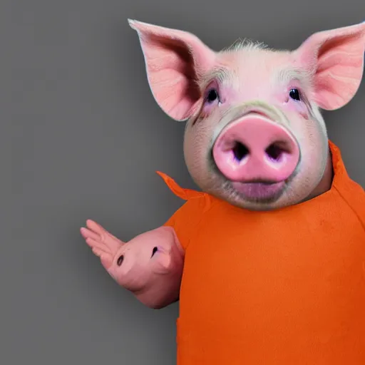 Image similar to pig dressed as an inmate