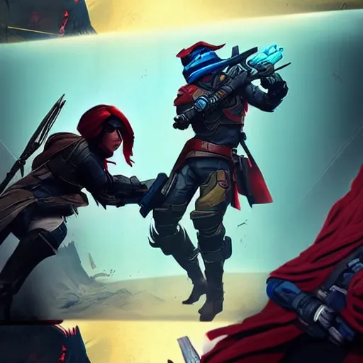 Prompt: Cayde 6 killing some vex on venus, destiny concept art