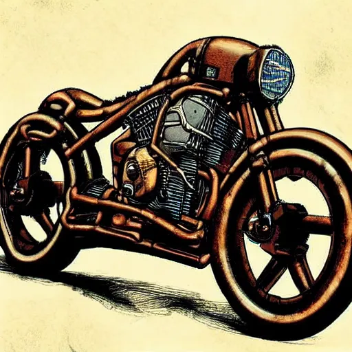 Prompt: akira motorcycle, steampunk