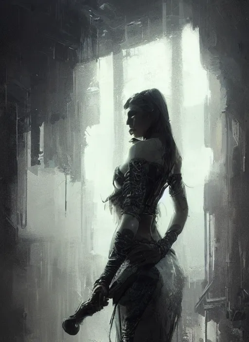 Image similar to female devil girl, beautiful face, rule of thirds, intricate outfit, spotlight, by greg rutkowski, by jeremy mann, digital painting