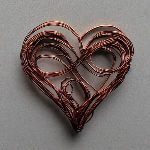 Image similar to a very beautiful tiny ( ( ( ( human heart ) ) ) )!!!!!!!!!!!!!!!!!!!!!!!!! organic sculpture made of copper wire and threaded pipes, very intricate, curved. studio lighting, high resolution, high quality, black background