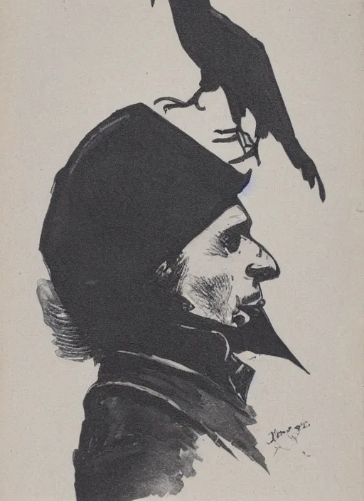 Image similar to a jet pilot with a crow head