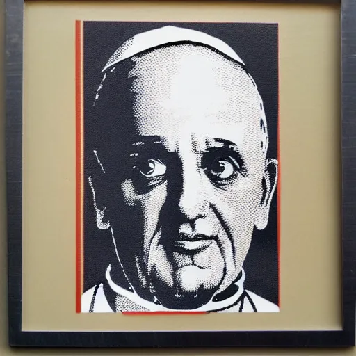 Image similar to individual pope innocent x silk screen portrait banksy style