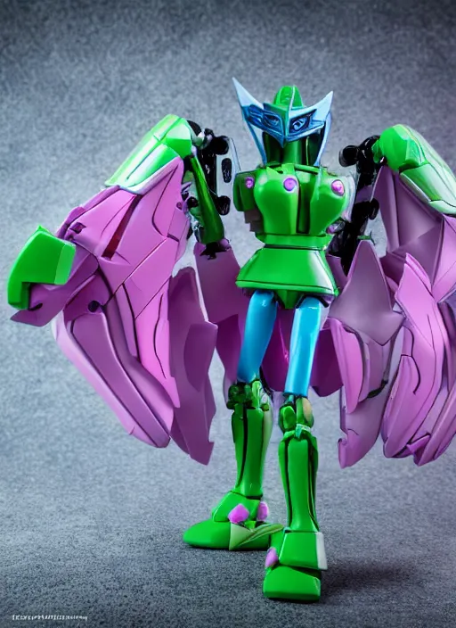 Image similar to Transformers Autobot Daphne Blake action figure from Transformers: Robots in Disguise (2015), symmetrical details, by Hasbro, Takaratomy, tfwiki.net photography, product photography, official media