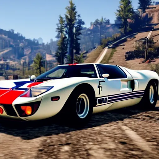 Image similar to white and blue ford gt 4 0 mk 2 in red dead redemption 2