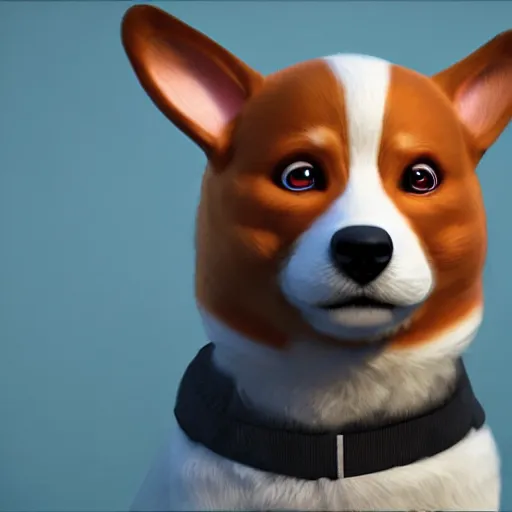 Image similar to superhero corgi, 3D cgi rendering unreal engine concept art character design, professional photography cinematic