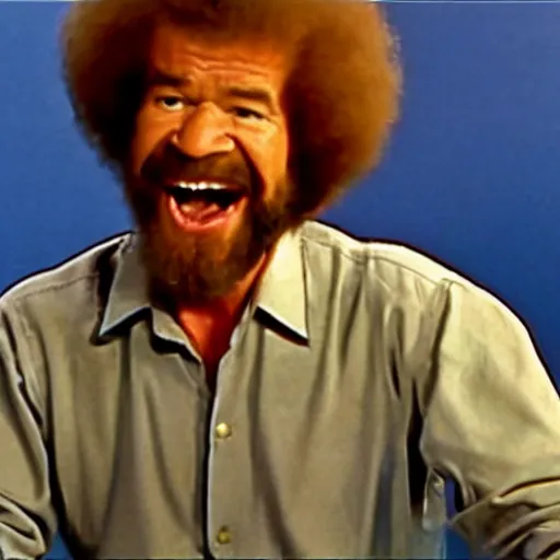 Image similar to bob ross screaming at easy rider