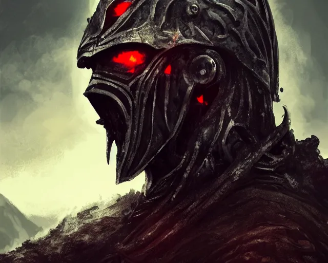 Prompt: realistic side view photo of a king, in the mountains, angry, beautiful face, handsome, black iron armour, sword, lava, dust and blood, dark environment, action fantasy, dark, wide angle, dramatic lighting, intricate, wild, highly detailed, digital painting, artstation, concept art, illustration