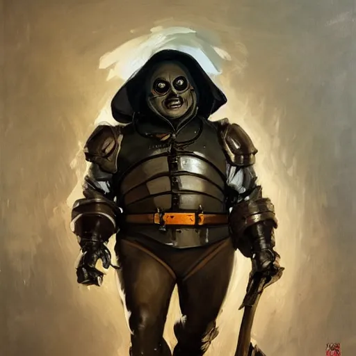 Image similar to greg manchess portrait painting of armored uncle fester from addams family as overwatch character, medium shot, asymmetrical, profile picture, organic painting, sunny day, matte painting, bold shapes, hard edges, street art, trending on artstation, by huang guangjian and gil elvgren and brom