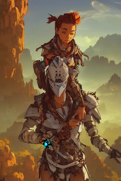 Image similar to combination suit armor aloy horizon forbidden west horizon zero dawn robot ninja mask helmet backpack tribal, art gta 5 comics, official fanart behance hd artstation by jesper ejsing, by rhads, makoto shinkai and lois van baarle, ilya kuvshinov, ossdraws radiating a glowing aura cgi rtx 2 0 2 2