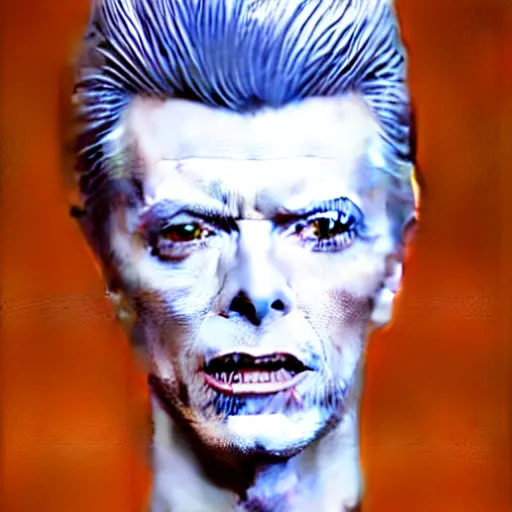 Prompt: a porcelain figurine of david bowie, product shot