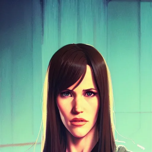 Image similar to jennifer garner portrait as manga girl, realistic shaded perfect face, fine details. anime. realistic shaded lighting poster by ilya kuvshinov katsuhiro otomo ghost - in - the - shell, magali villeneuve, artgerm, jeremy lipkin and michael garmash and rob rey