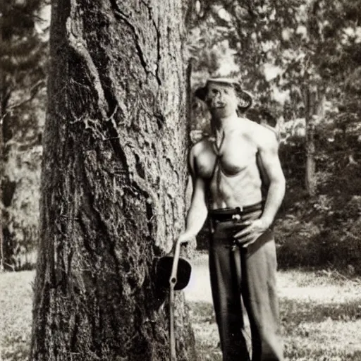 Prompt: A vintage photograph of a real fantasy giant holding a tree as a mace W- 768