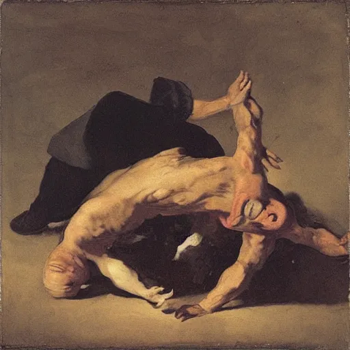 Prompt: “ cripple fight, by goya ”