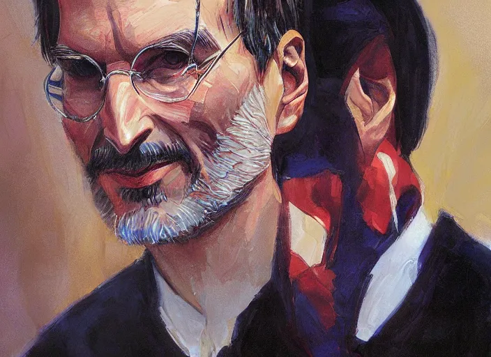 Prompt: a highly detailed beautiful portrait of steve jobs as dr strange, by gregory manchess, james gurney, james jean